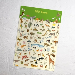 Mein Lernposter: 2er-Set 100 Tiere / Die Welt