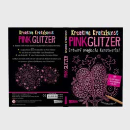 Kratzbilder für Kinder: Kreative Kratzkunst: Pink Glitzer: Set mit 10 Kratzbildern, Anleitungsbuch und Holzstift 