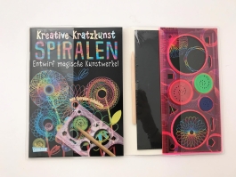Kreative Kratzkunst: Spiralen: Set mit 7 Kratztafeln, Spirograph, Anleitungsbuch und Holzstift