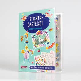 Bastelset für Kinder: Sticker-Bastelset: Glitzer-Einhörner