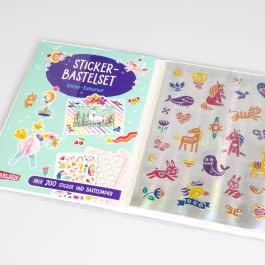 Bastelset für Kinder: Sticker-Bastelset: Glitzer-Einhörner