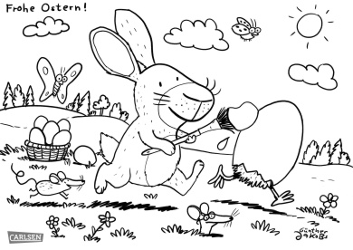 Ausmalbild Ostern Eiersucherei