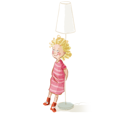 Tiffany lehnt an einer Lampe