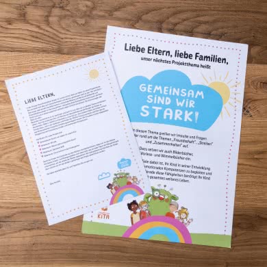 Elternpost und Aushänge aus Bilderbuch-Erlebnispaket "Gemeinsam sind wir stark"
