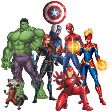 Hier sieht an verschiedene Figuren von Marvel