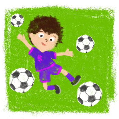 ein Junge spielt Fußball