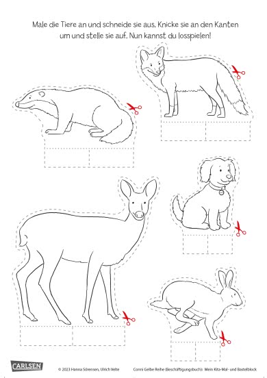 Bastelanleitung Ausmalbild Tiere