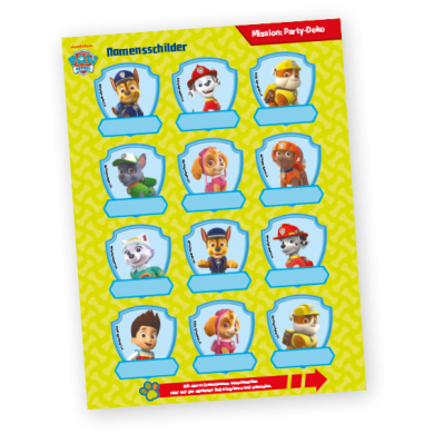 Namensschilder PAW Patrol