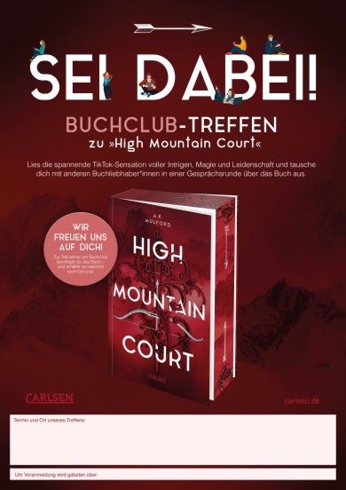 Werbeplakat zum Buchclub "High Mountain Court"