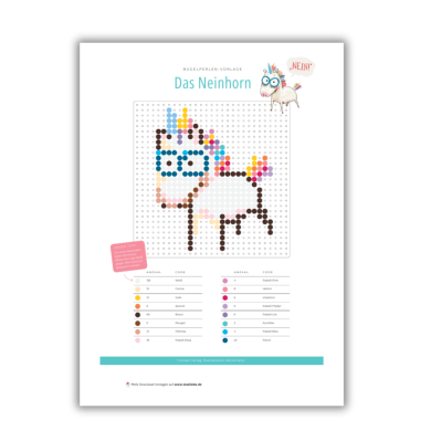 Die Neinhorn Bügelperlen-Vorlage zum Herunterladen