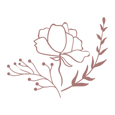 Skizzierte Blumen in Rosé